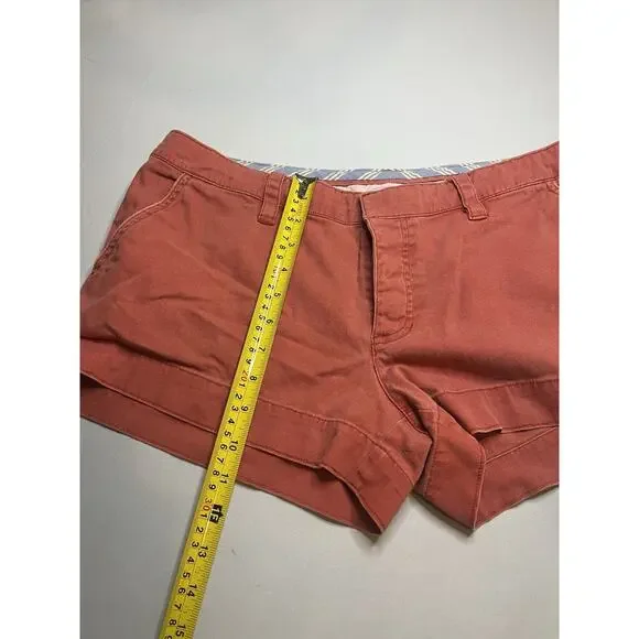 American Eagle Coral Chino Shorts Size 12 Distressed Cuffed Pockets - Picture 5 of 8